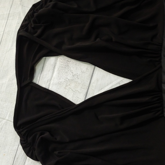 Sue Wong Black Ruched Sleeve Open Back Cocktail Dress - Picture 3 of 12